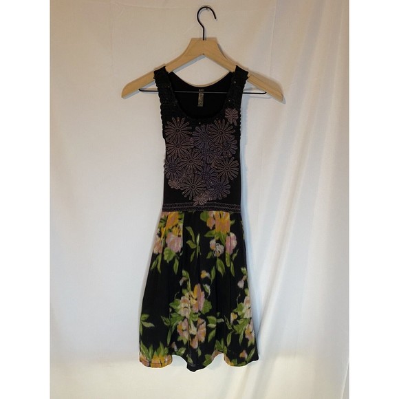 Free People Dresses & Skirts - Free People Wool Dream Floral Dress Embroidered Crochet Boho Size S